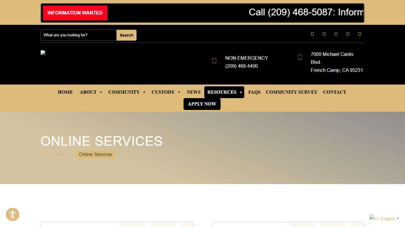 Online Services | San Joaquin County Sheriff's Office