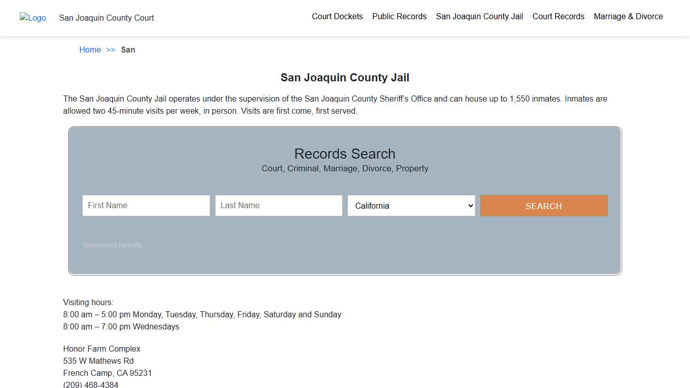 San Joaquin County Jail | San Joaquin County Court